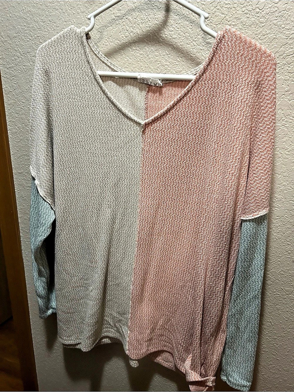 SPLA Color Block Long Sleeve Tunic Pink & Gray 1XL